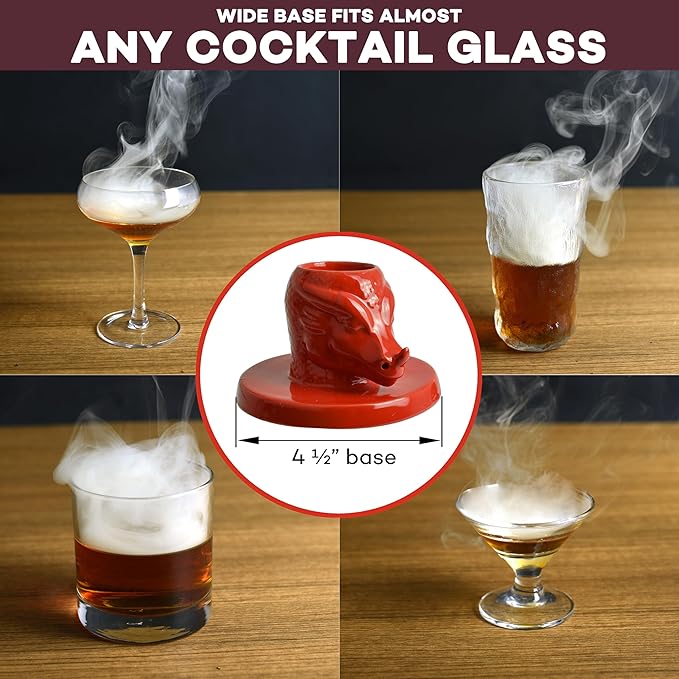 Jigger N' Dash Cocktail Smoker Kit with Torch, Tiki Top Whiskey Kit, Bourbon Gifts for Men Old Fashioned Smoker Whiskey Smoker Infuser Kit Bourbon Smoker Kit Whiskey Smoker Set (Red Dragon)
