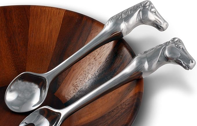 Arthur Court Designs Aluminum Horse Figural Salad/Food Serving Set Pair 11 inch Long