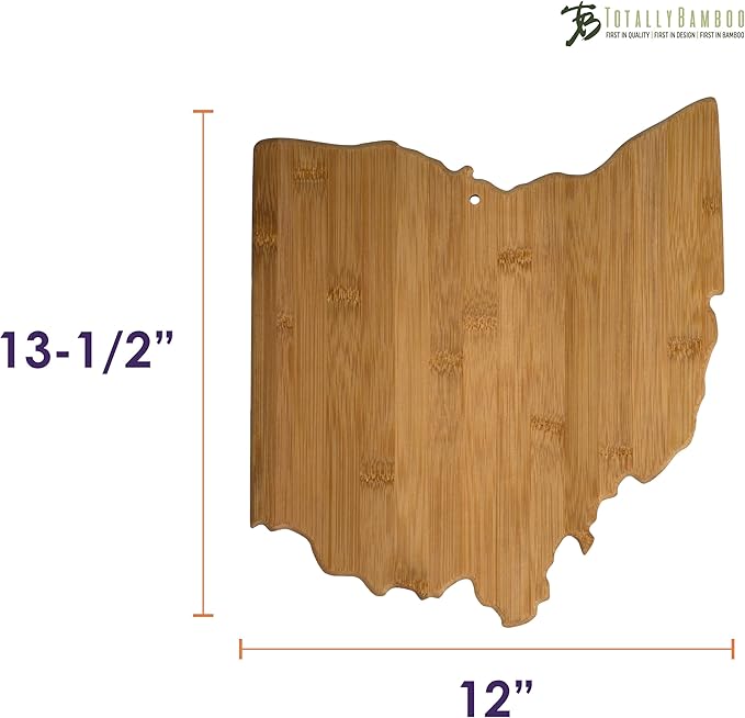 Totally Bamboo Ohio State Shaped Bamboo Serving and Cutting Board