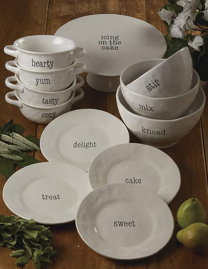 Certified International Corp It's Just Words Canape Plates, Assorted Designs, Set of 6, Multicolor
