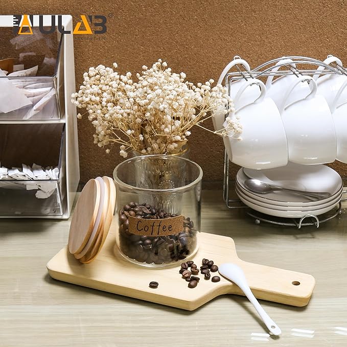 ULAB 3.5mm Thick Glass Food Container Set with Lid, 62.6 OZ Clear Storage Jar, Pack of 2, Glass Airtight Canisters set for Cookie, Pasta, Coffee Beans, USJ1005
