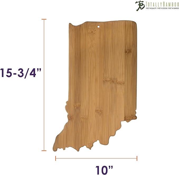 Totally Bamboo Indiana State Shaped Bamboo Serving and Cutting Board