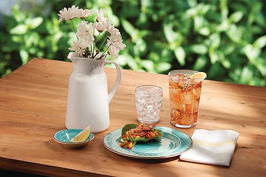 Carlisle FoodService Products Mingle Resuable Plastic Plate Dinner Plate with Pottery Style for Home and Restaurant, Melamine, 11 Inches, Aqua
