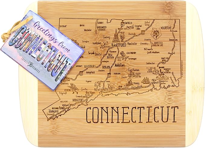 Totally Bamboo A Slice of Life Connecticut State Serving and Cutting Board, 11" x 8.75"