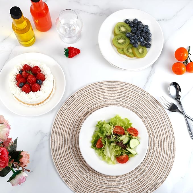 18 Pcs Porcelain Dessert Plates,7 Inch White Dinner Plates,White Salad Plate,Ceramic Appetizer Plate,Porcelain Serving Dishes for Snack, Bread, Fruit, Microwave & Dishwasher Safe