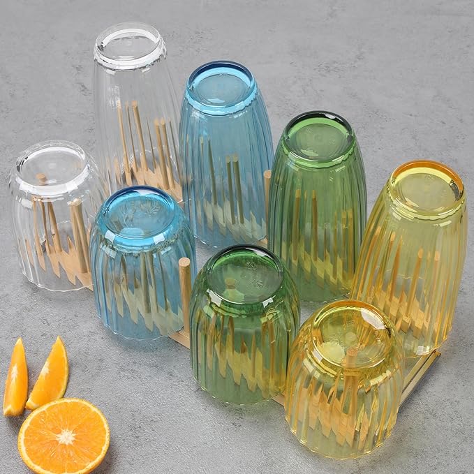 AKMQYM Acrylic Clear Highball Plastic Cups | Plastic Reusable Tumblers 15oz & 20oz (Set of 8) | Stackable | BPA-free Tumblers | Shatterproof | Top-rack Dishwasher Safe