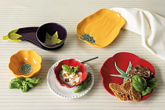 Now Designs Bell Pepper Collection Stoneware Dish, Bell Pepper Shaped, W6 x L8.75in, Dishwasher & Microwave Safe
