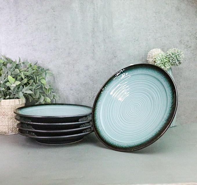 Ebros Gift Blue Sky Stars Artistic Seikai Porcelain Collection Dinnerware Serveware Kitchenware Set Asian Japanese Dining Restaurant Supply (Pack Of 5 Large Round Dinner Plates 10"D)
