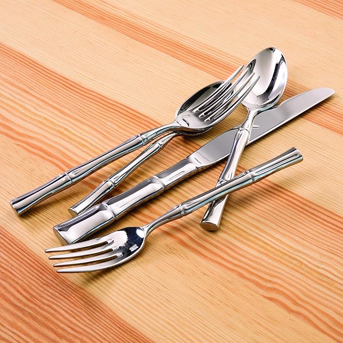 FORTESSA Royal Pacific 18/10 Stainless Steel Flatware, 5 Piece Place Setting With Table Knife, Forks and Spoons (Service For 1), Dishwasher Safe, Polished