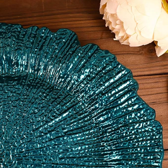 13" Charger Plates - Set of 24 - Acrylic Teal Round Reef Disposable Chargers, Ideal for Dinner Party Wedding Holiday Bulk Events