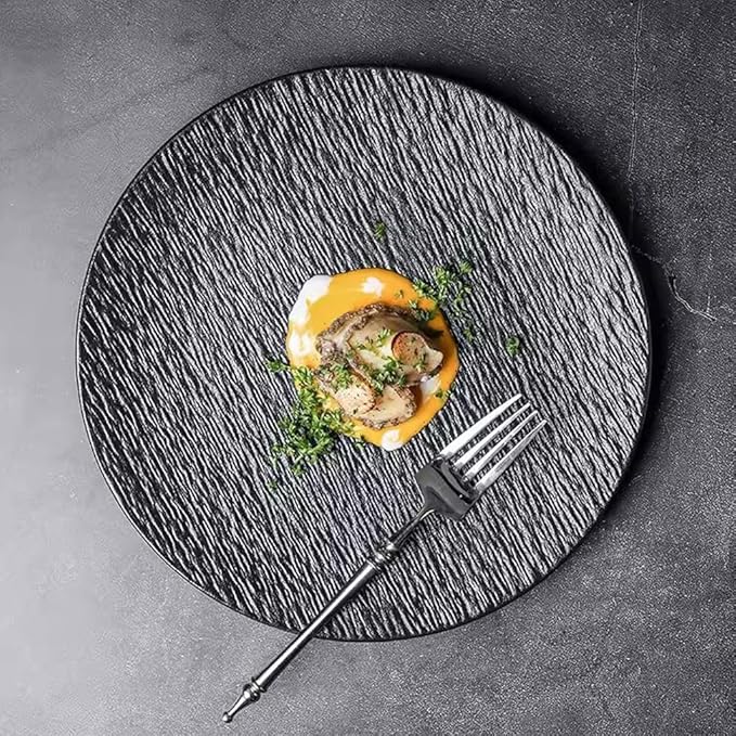 SONGCHAO Party Supplies Stone Grain Ceramic European Dinner Plate Light Luxury Steak Plate Salad Plate Ceramic Plate Flat Plate Shallow Plate Party Plates (Color : A, Size : Small)