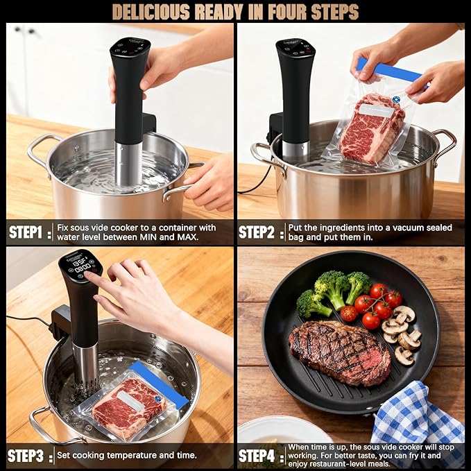 Sous Vide Cooker, Wine Chiller, 1000W, Immersion Circulator Sous Vide Machine, Suvee Cooker with Accurate Temperature & Timer, Fast Heating, Cookbook, Easy to Store, Home Kitchen Use