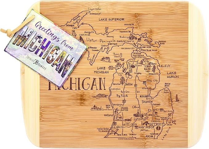 Totally Bamboo A Slice of Life Michigan State Serving and Cutting Board, 11" x 8.75"