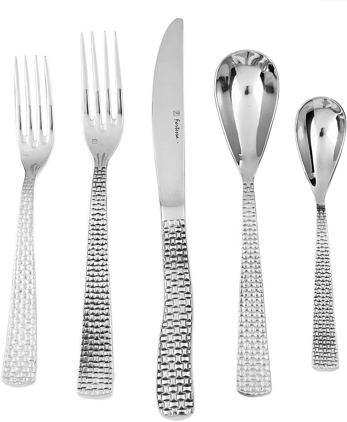 Fortessa Cestino 18/10 Stainless Steel Flatware Appetizer/Cake Fork, Set of 12