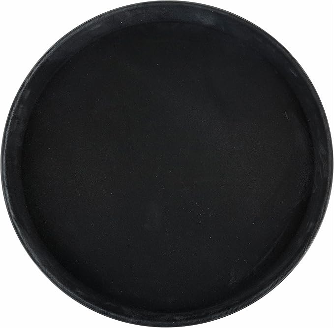 Winco Easy Hold Round Tray, 16-Inch, Black