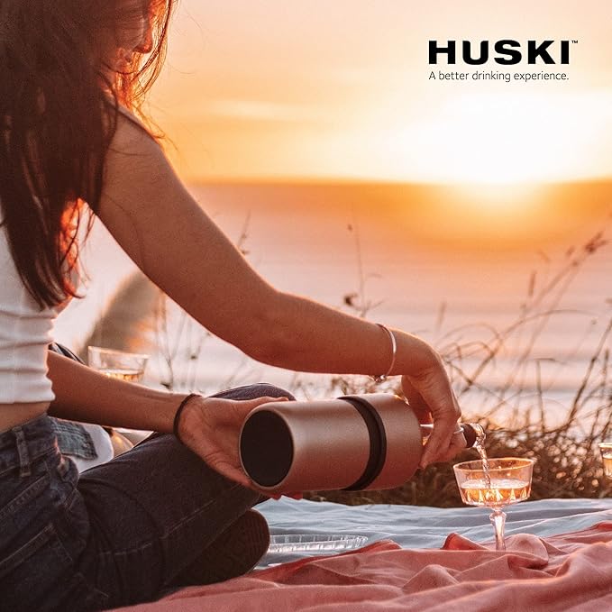 Huski Wine Chiller | Award Winning Iceless Design | Keeps Wine Cold up to 6 Hours | Wine Accessory | Next Generation Ice Bucket | Fits Some Champagne Bottles | Perfect Gift for Wine Lovers (Black)