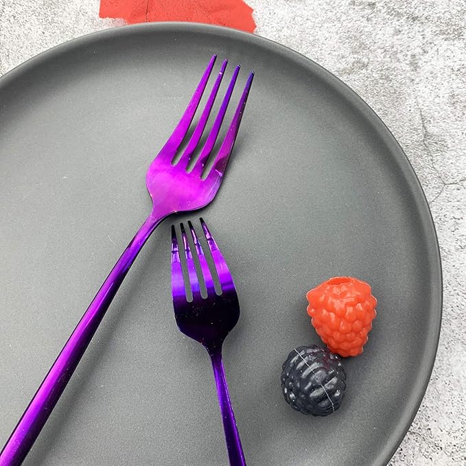 JASHII Silverware Set, Mirror Polished Purple Flatware Cutlery Set Service for 4, Shiny Finish 24 Pieces Stainless Steel Utensils Set Dinner Knife Fork Spoon Dessert Fork Salad Spoon Dishwasher Safe