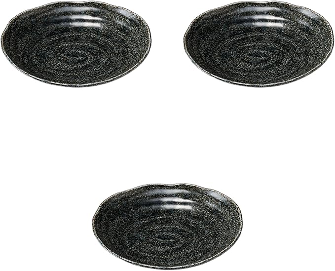 Set of 3, Old Pottery 6.5 Plates (Indigo) (Indigo) 8.0 x 7.6 x 1.3 inches (20.3 x 19.2 x 3.3 cm) | Central Plate Ceramics Setomonohonpo