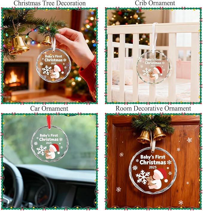 Babys First Christmas Ornament 2025 Baby Boy Girl Gifts Newborn Gifts Christmas Decorations My First Christmas Tree Ornaments Decorations Personalized Christmas Ornaments Stocking Stuffers