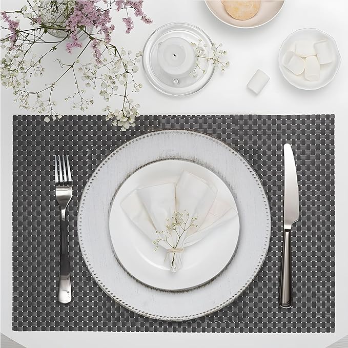 MAONAME 13" Round Charger Plates Set of 12, Antique White Plate Chargers, Plastic Charger for Dinner Plates, Beaded Table Chargers for Wedding, Party