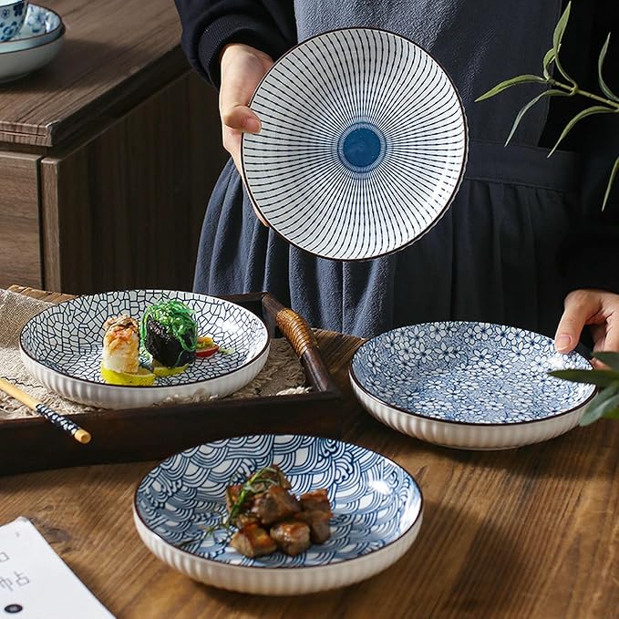 7-Inch Japanese vertical deep plate, simple ceramic tableware for home use - 2 maple leaves