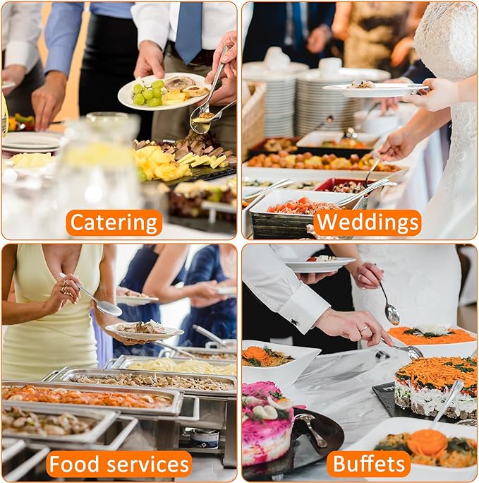 Uiifan 24 Pieces Serving Spoons Bulk 8.3 Inches Party Serving Spoons for Buffet Stainless Steel Spoon Banquet Utensils for Cooking Catering Food Kitchen, Silver, 8.3 x 2.4''