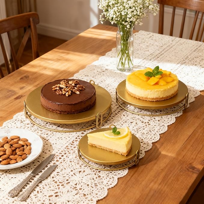 3Pcs Metal Cake Stand 8/10/12 Inches Dessert Stands Cupcake Display Stands Dessert Table Decoration Dessert Trays for Birthday Party Afternoon Tea Serving Plates(Gold)