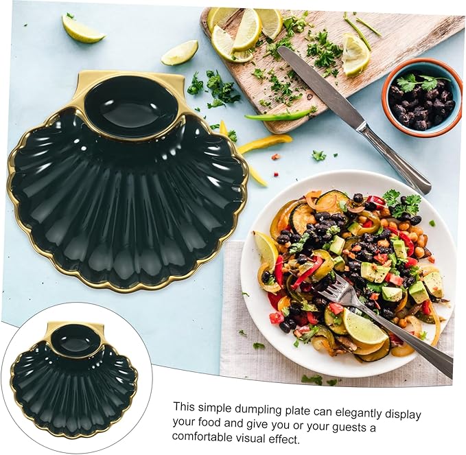 1pc Dumpling Plate Sauce Dish Shell-shaped Dinnerware for Dumplings Sushi French Fries Snacks Fine Workmanship Smooth Polishing for Home Restaurant Use