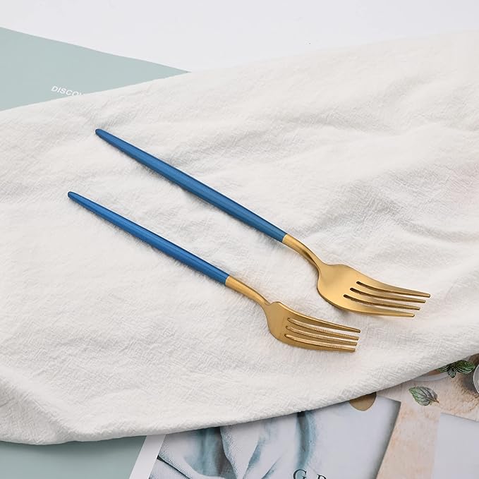 18/10 Stainless Steel Matte Flatware Set (1, Blue Gold)