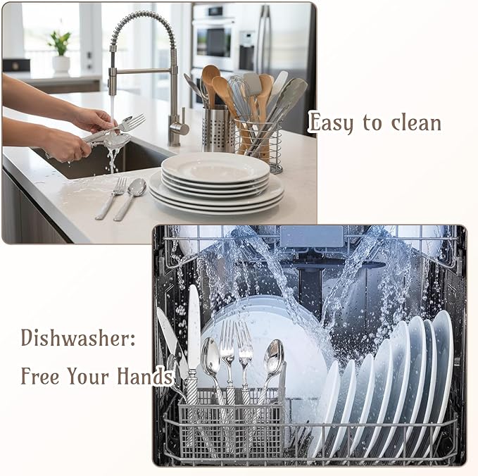 20 Pcs Retro Sliver Silverware Set for 4 Handcrafted Vintage Rope-texture 18/10 Stainless Steel Flatware Set Metal Serving Utensils Mirror Polished Cutlery for Restaurant, Dishwasher Safe