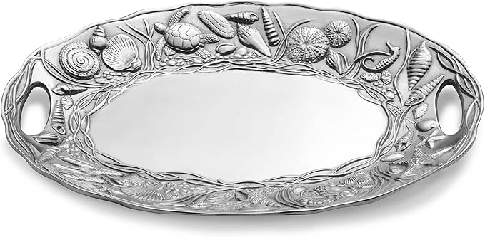 Wilton Armetale Coastal Handle Serving Tray, 16-Inch-by-11.75-Inch, Silver