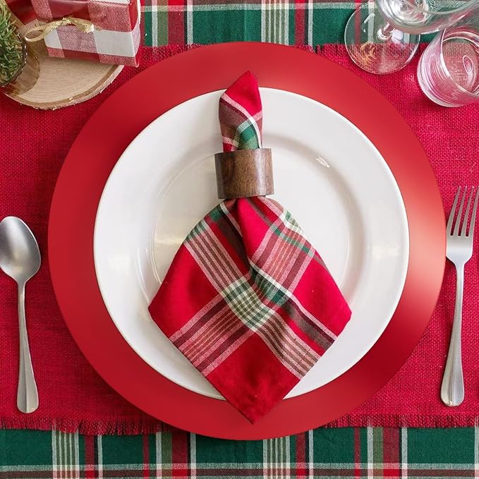 KesaPlan 100 PCS Round Red Placemats, 13" Disposable Paper Placemats for Dining Table, Mirrored Red Charger Place Mat for Christmas Thanksgiving Kitchen Banquet Table Setting Wedding Dinner Party