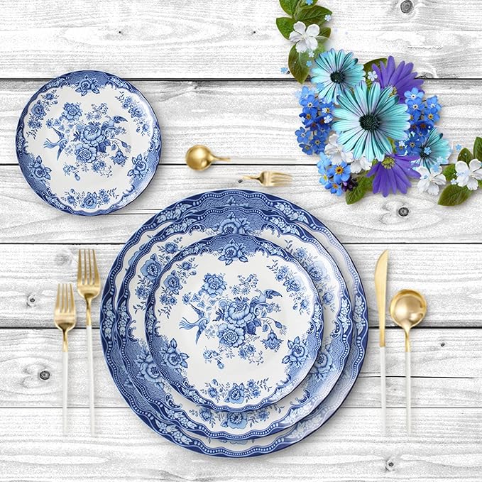Tabletop Dinner SetsPorcelain Dinner Sets for 8 Persons, 40 Piece New Bone China Tableware Dinnerware Sets Round White Plates Sets