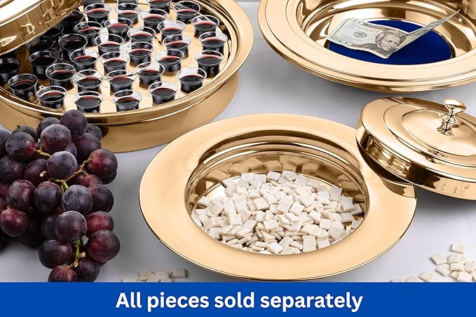 (Bread Tray Lid) Gold Premium Communion Trays for Churches | Stainless Steel Communion Ware Set, Supplies | 40 Cup Tray