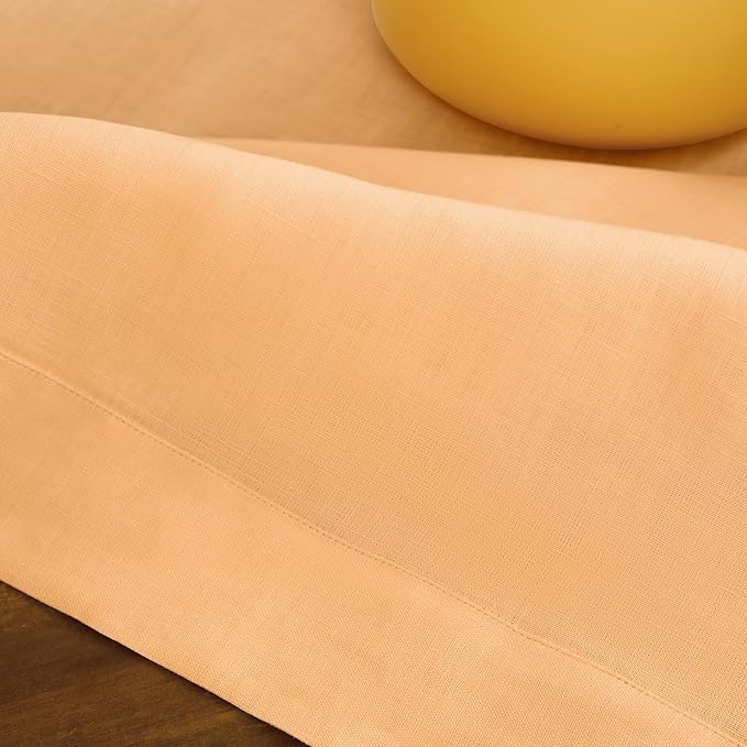 Solino Home Linen Table Runner 108 Inches Long - 100% Pure Linen Peach Table Runner 14 x 108 Inch - Fete
