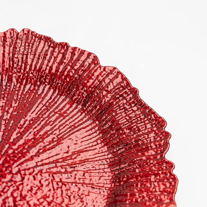 MAONAME Red Charger Plates, Set of 6, Reef Plates Charger for Dinner Plate,13-inch Plastic Chargers for Wedding Decor