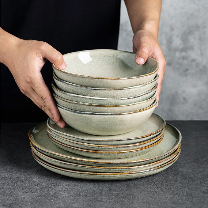 AmorArc Ceramic Cereal Bowls Set of 6, 24 oz Handmade Stoneware Bowls Set for Cereal Soup Salad, Stylish Kitchen bowls for Meal, Dishwasher & Microwave Safe, Reactive Glaze
