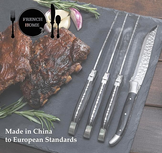 French Home Bistro 16-Piece Stainless Steel Flatware Set — Dinner Cutlery Set — Silverware Set Dishwasher Safe — Spoon & Fork And Knife Set — Modern Silverware Set For 4 (Cool-Toned Gray & White)