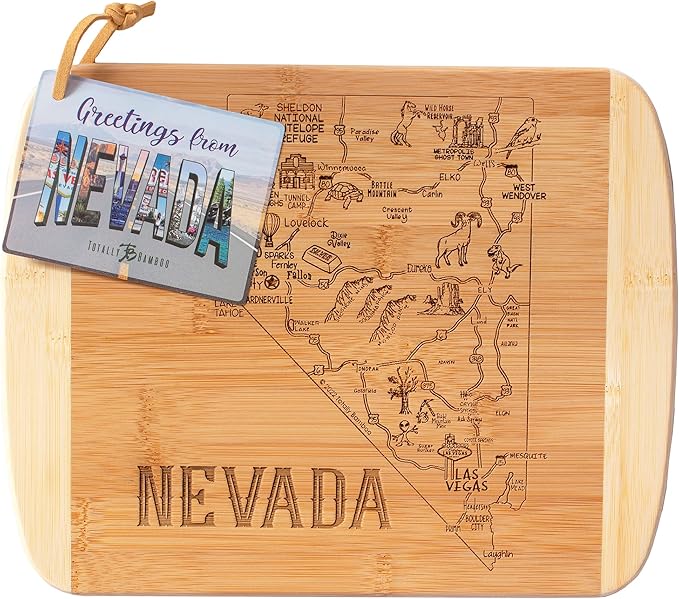 Totally Bamboo A Slice of Life Nevada State Serving and Cutting Board, 11" x 8.75"