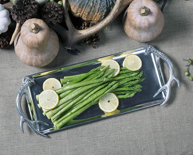 Arthur Court Designs Aluminum Antler Oblong Tray 19 inch x 8 inch