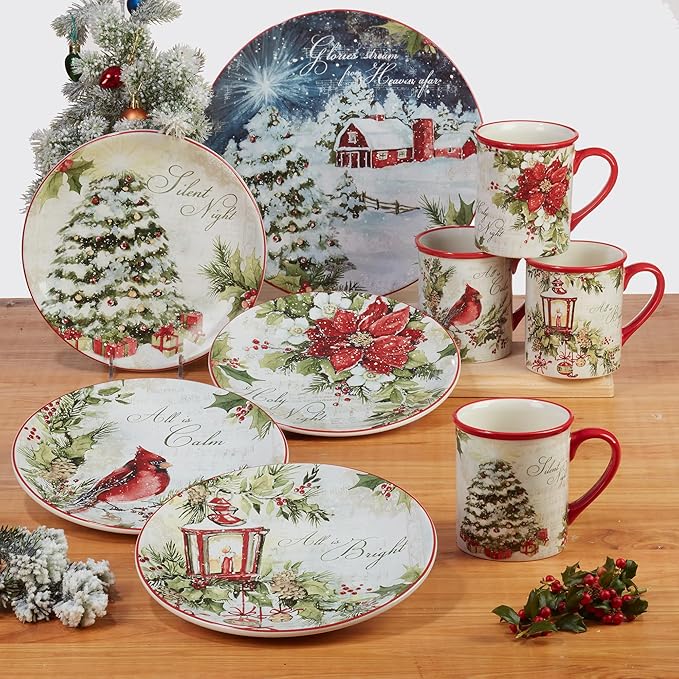 Certified International Silent Night 6" Canape/Luncheon Plates, Set of 4, Multicolor, Small