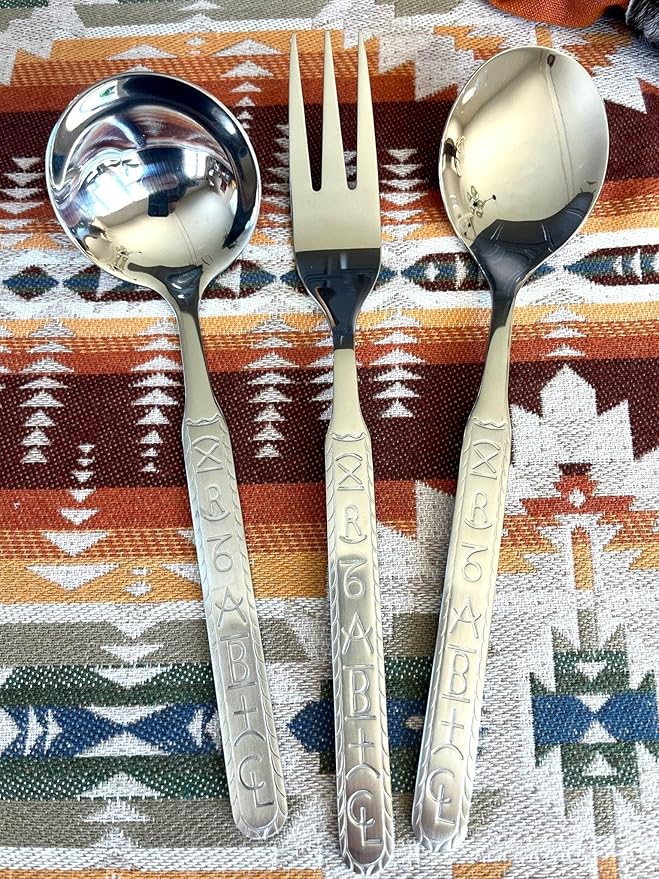 Ranch Brands Stainless Steel Western Flatware/Silverware Serving Set (3 Piece) by Cowboy Living