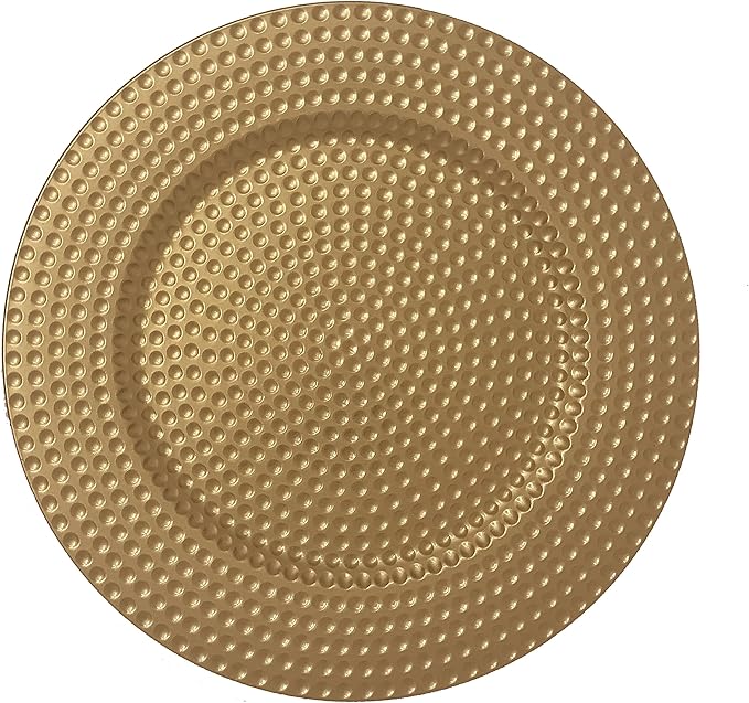 AK-Trading - Set of 12, Premium Party Plate Chargers, 13-Inch Round, Gold Hammered Design