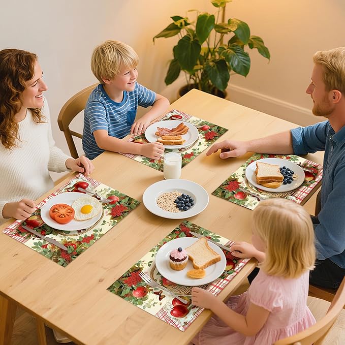 Fruits Placemats Set of 4 Washable Table Place Mats for Dining Kitchen Party Decor