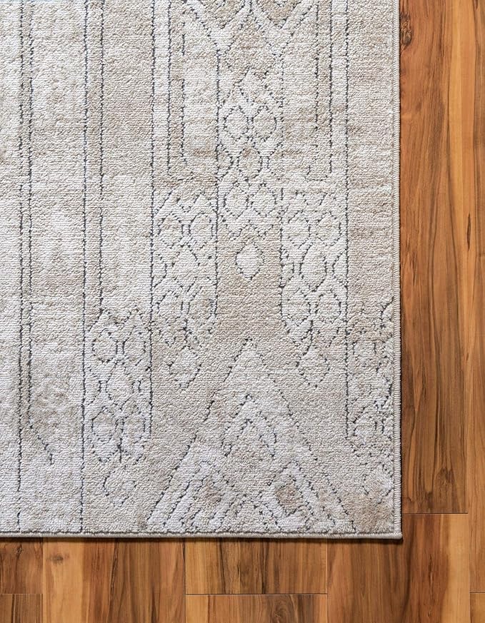 Rugs.com Oregon Collection Rug – 6 Ft Square Ivory Low-Pile Rug Perfect for Living Rooms, Kitchens, Entryways