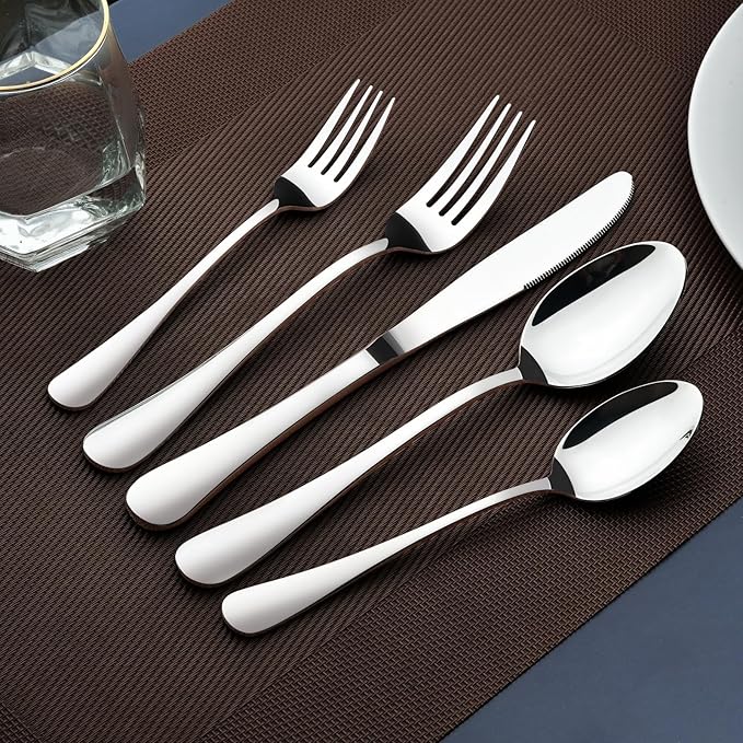 60 Piece Silverware Set for 12, Heavy Duty Stainless Steel Flatware Utensils Cutlery Set Including Steak Knife Fork and Spoon, Dishwasher SafeοΌGift Package for Wedding Housewarming