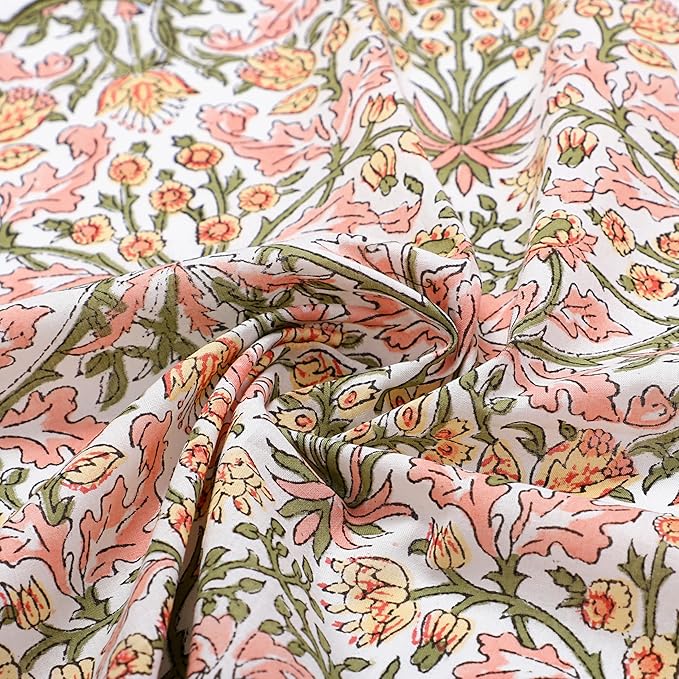 Ridhi Hand Block Print Sassy Salmon Pink 18" x 18" (Set of 4) Embriodery Table Napkins Reusable Cotton Dinner Napkins for Weddings, Parties, Everyday Dining Gift for Spring, Easter, Valentine