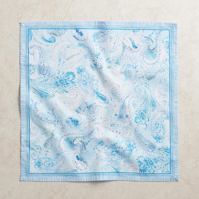 Maison d' Hermine Napkin 100% Combed Cotton Premium 20"x20" Decorative Washable Table Cloth Napkins Set of 4 for Dining, Holidays, Buffet Parties & Wedding Use Campagne - Paisley Blues