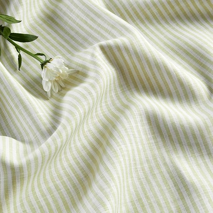 Solino Home Linen Cloth Napkins Set of 4-100% Pure Linen Sage and White Striped Dinner Napkins 20 x 20 Inch for Christmas, New Year - Narrow Stripe, Handcrafted and Machine Washable
