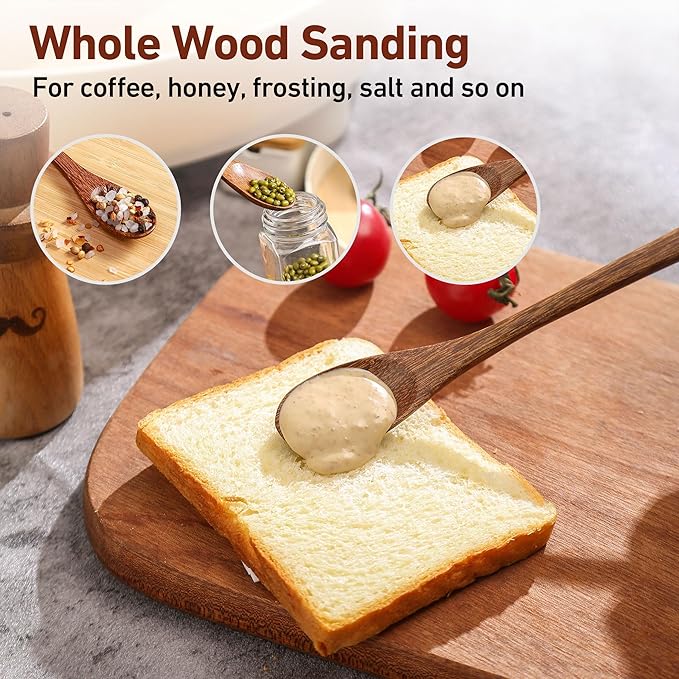 4PCS 7.8inch Wooden Spoons for Honey and Coffee,Small Wooden Spoons with Long Handle for Stirring – Padauk Wood Honey Spoon & Coffee Spoons for Jars, Tea and Spice